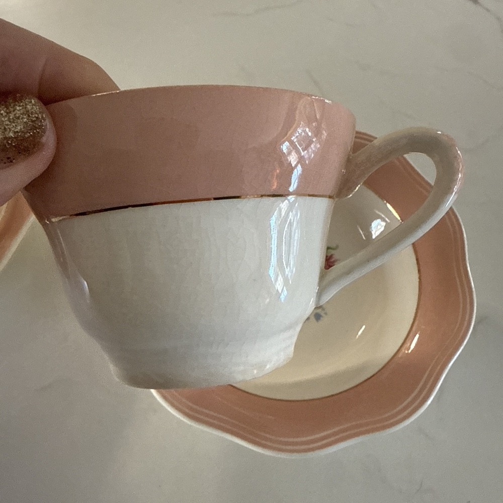 Vintage French Saxon China Co Demitasse Tea Cups & Saucers Set 2 Replacement - Picture 8 of 14